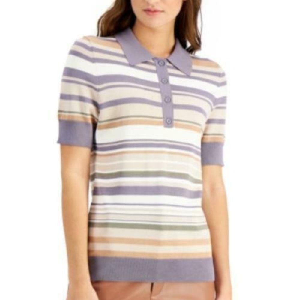 NWT Willow Drive Striped Polo Sweater, Size XL, #324-2